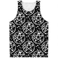 Black And White Wicca Pentagram Print Men's Tank Top