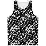 Black And White Wicca Pentagram Print Men's Tank Top