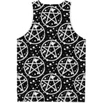 Black And White Wicca Pentagram Print Men's Tank Top
