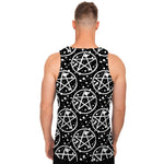 Black And White Wicca Pentagram Print Men's Tank Top