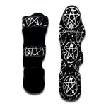 Black And White Wicca Pentagram Print Muay Thai Shin Guard