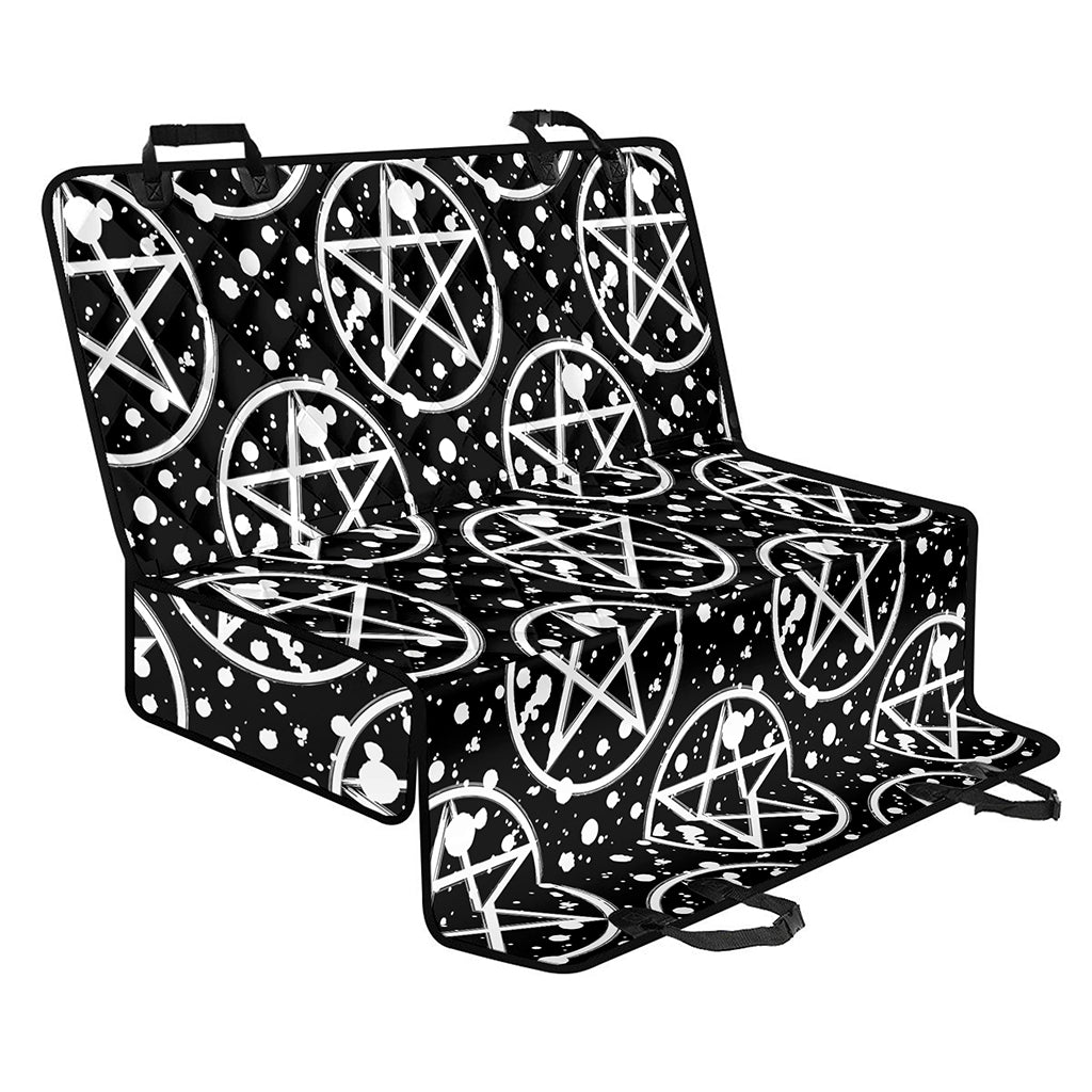 Black And White Wicca Pentagram Print Pet Car Back Seat Cover