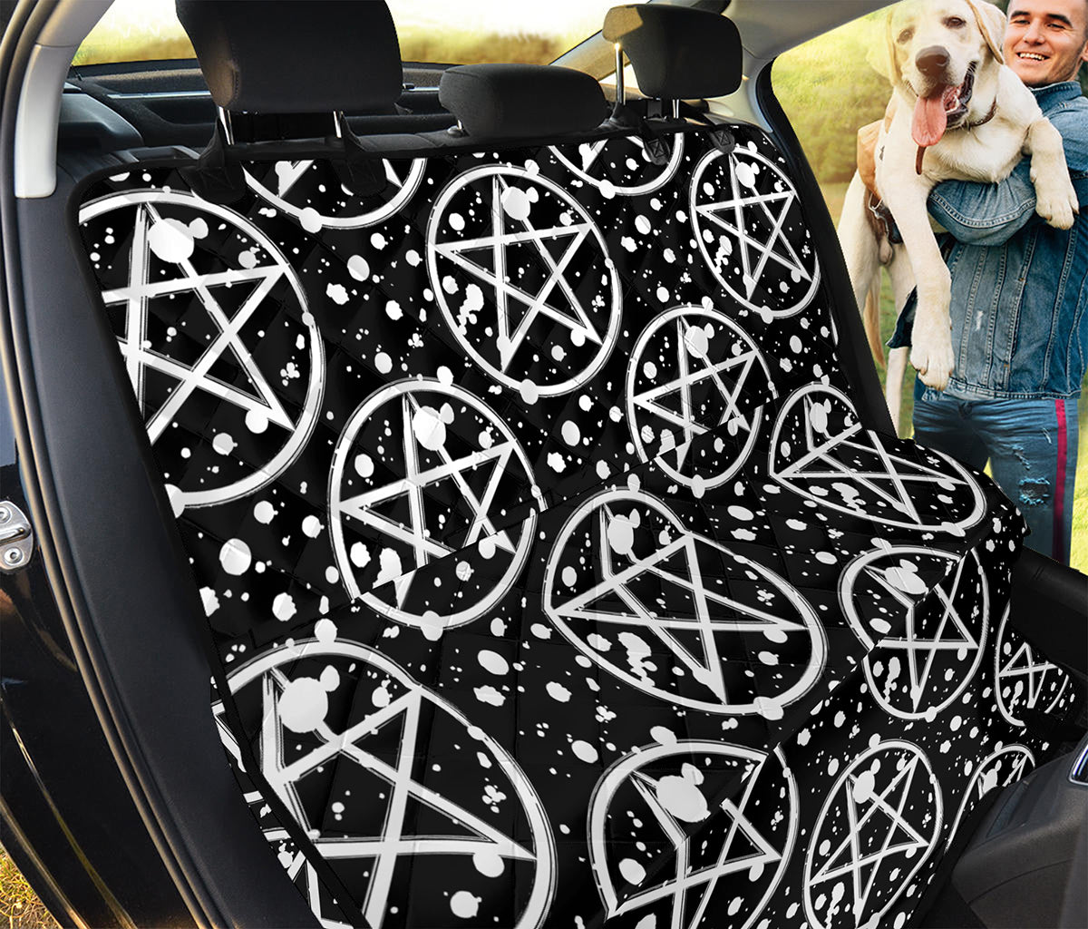 Black And White Wicca Pentagram Print Pet Car Back Seat Cover