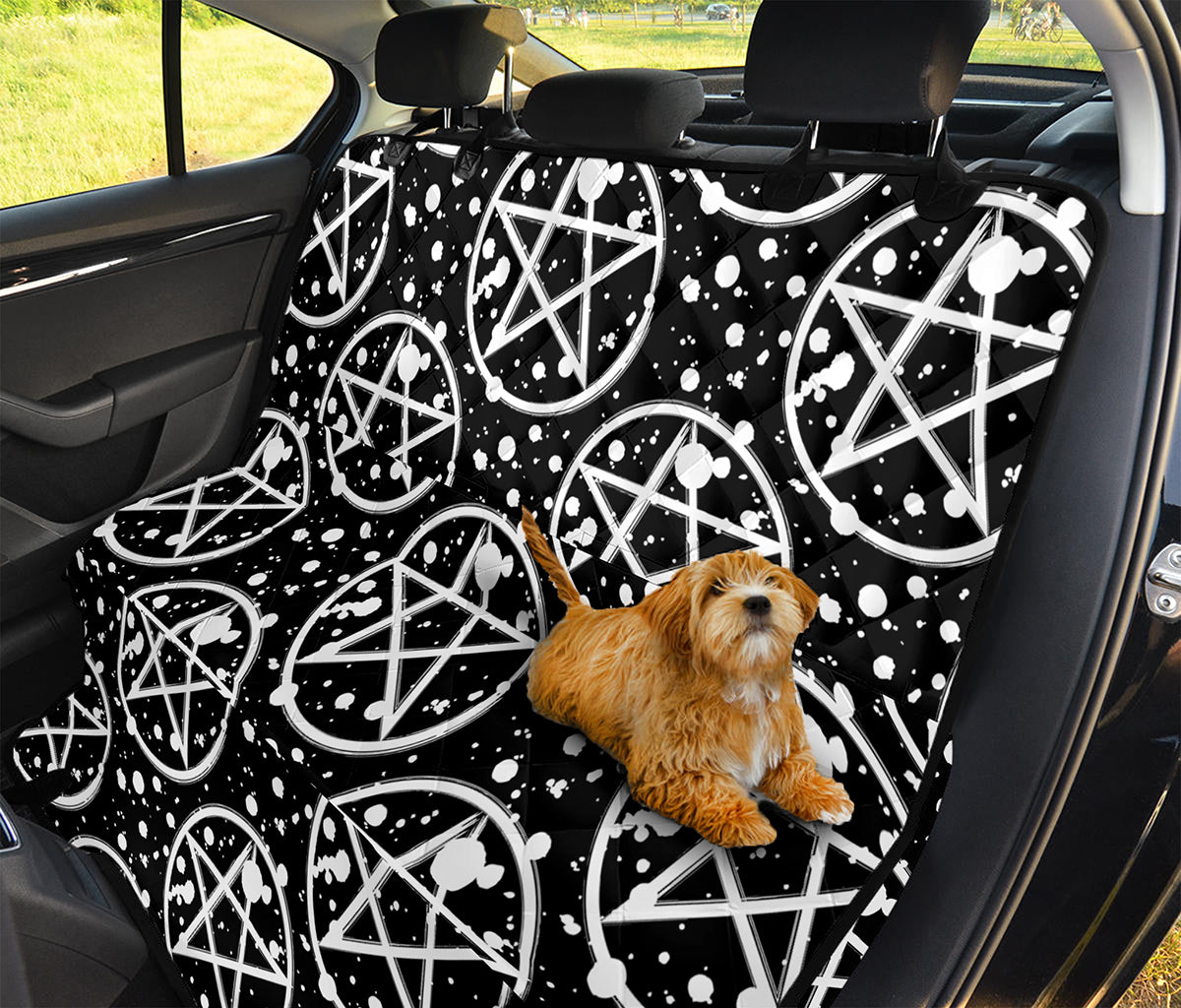 Black And White Wicca Pentagram Print Pet Car Back Seat Cover