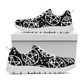Black And White Wicca Pentagram Print White Running Shoes