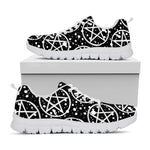 Black And White Wicca Pentagram Print White Sneakers