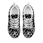Black And White Wicca Pentagram Print White Sneakers