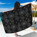 Black And White Wiccan Mystic Print Beach Sarong Wrap
