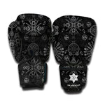 Black And White Wiccan Mystic Print Boxing Gloves