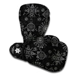 Black And White Wiccan Mystic Print Boxing Gloves