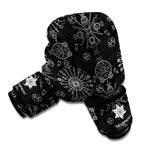 Black And White Wiccan Mystic Print Boxing Gloves