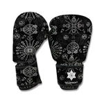 Black And White Wiccan Mystic Print Boxing Gloves