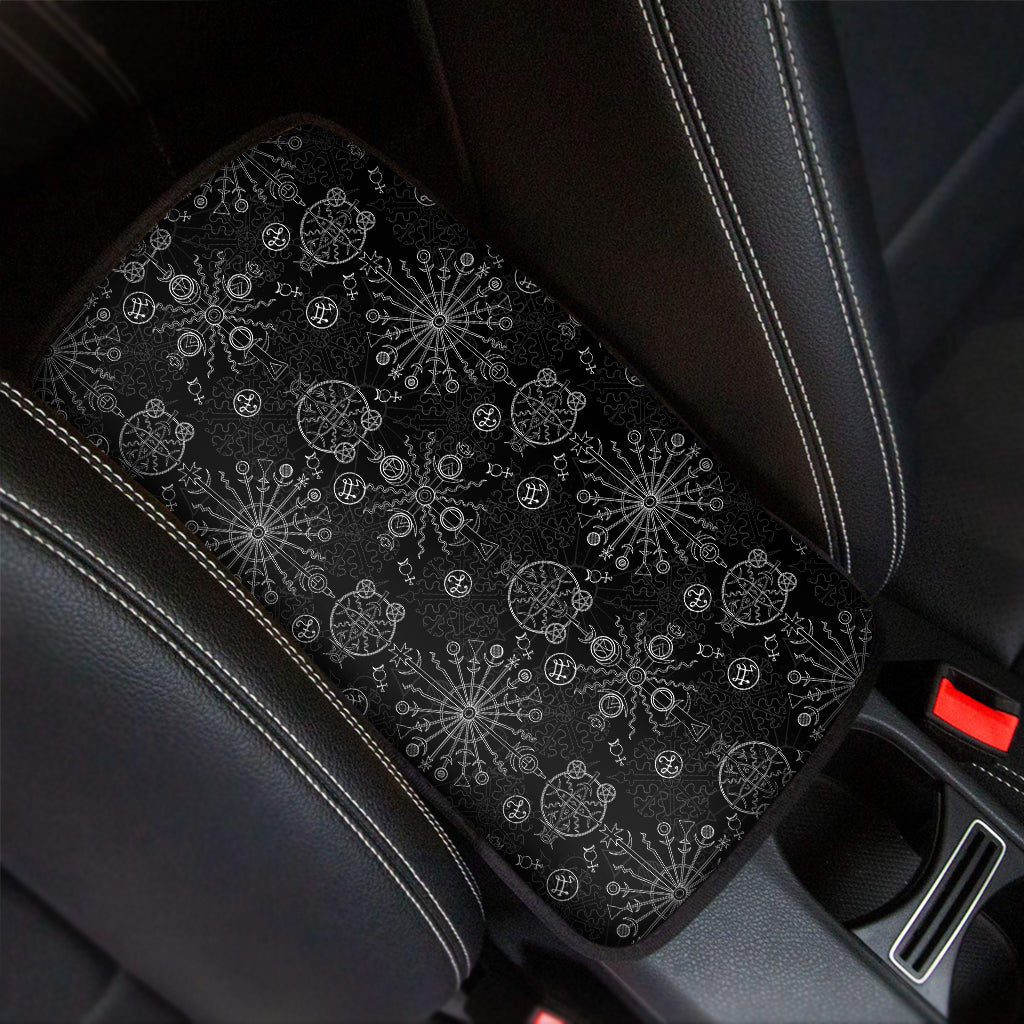 Black And White Wiccan Mystic Print Car Center Console Cover