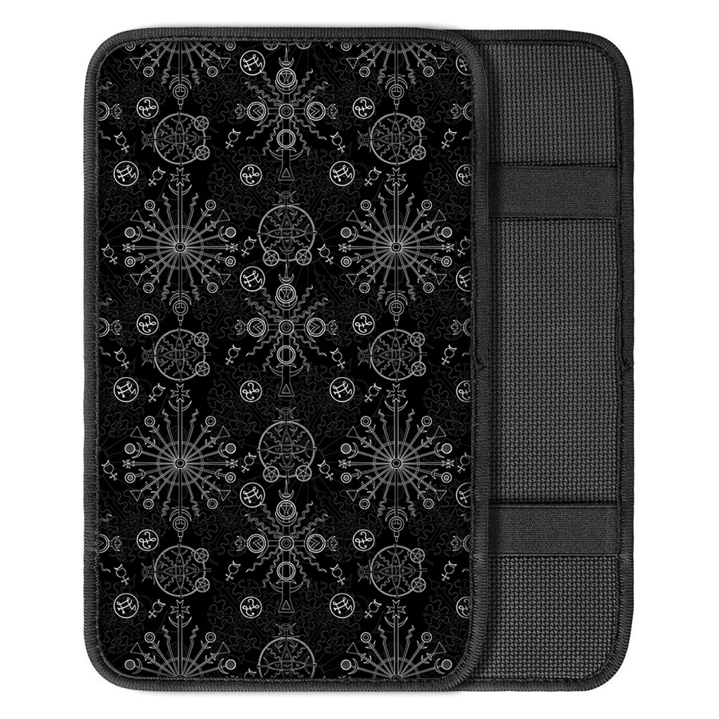 Black And White Wiccan Mystic Print Car Center Console Cover