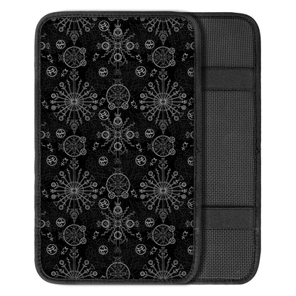 Black And White Wiccan Mystic Print Car Center Console Cover