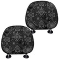 Black And White Wiccan Mystic Print Car Headrest Covers