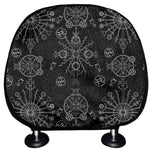 Black And White Wiccan Mystic Print Car Headrest Covers