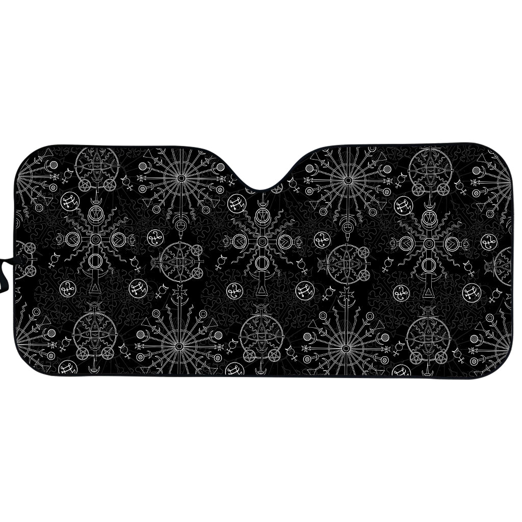 Black And White Wiccan Mystic Print Car Sun Shade