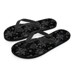 Black And White Wiccan Mystic Print Flip Flops