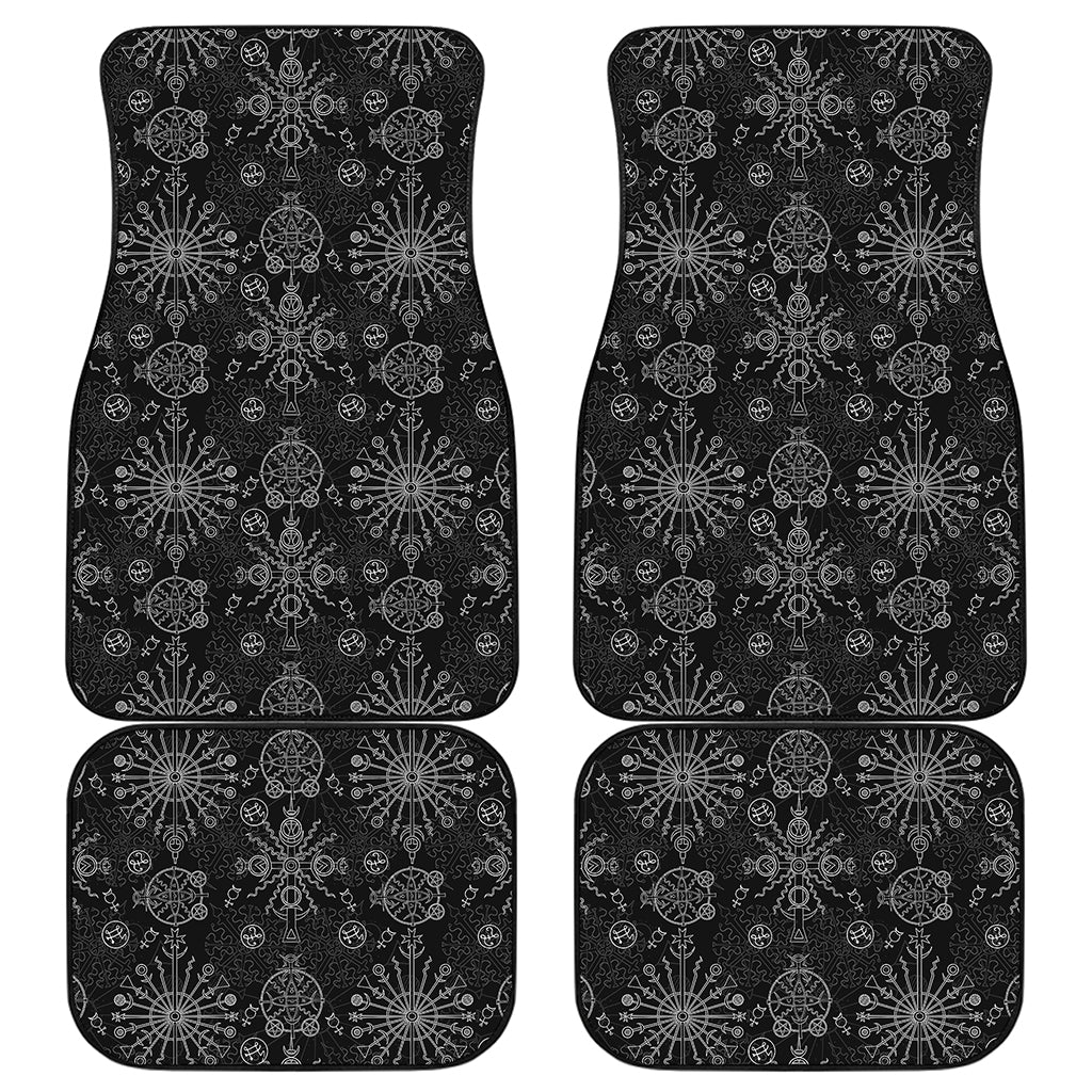 Black And White Wiccan Mystic Print Front and Back Car Floor Mats