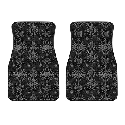 Black And White Wiccan Mystic Print Front Car Floor Mats