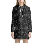 Black And White Wiccan Mystic Print Hoodie Dress