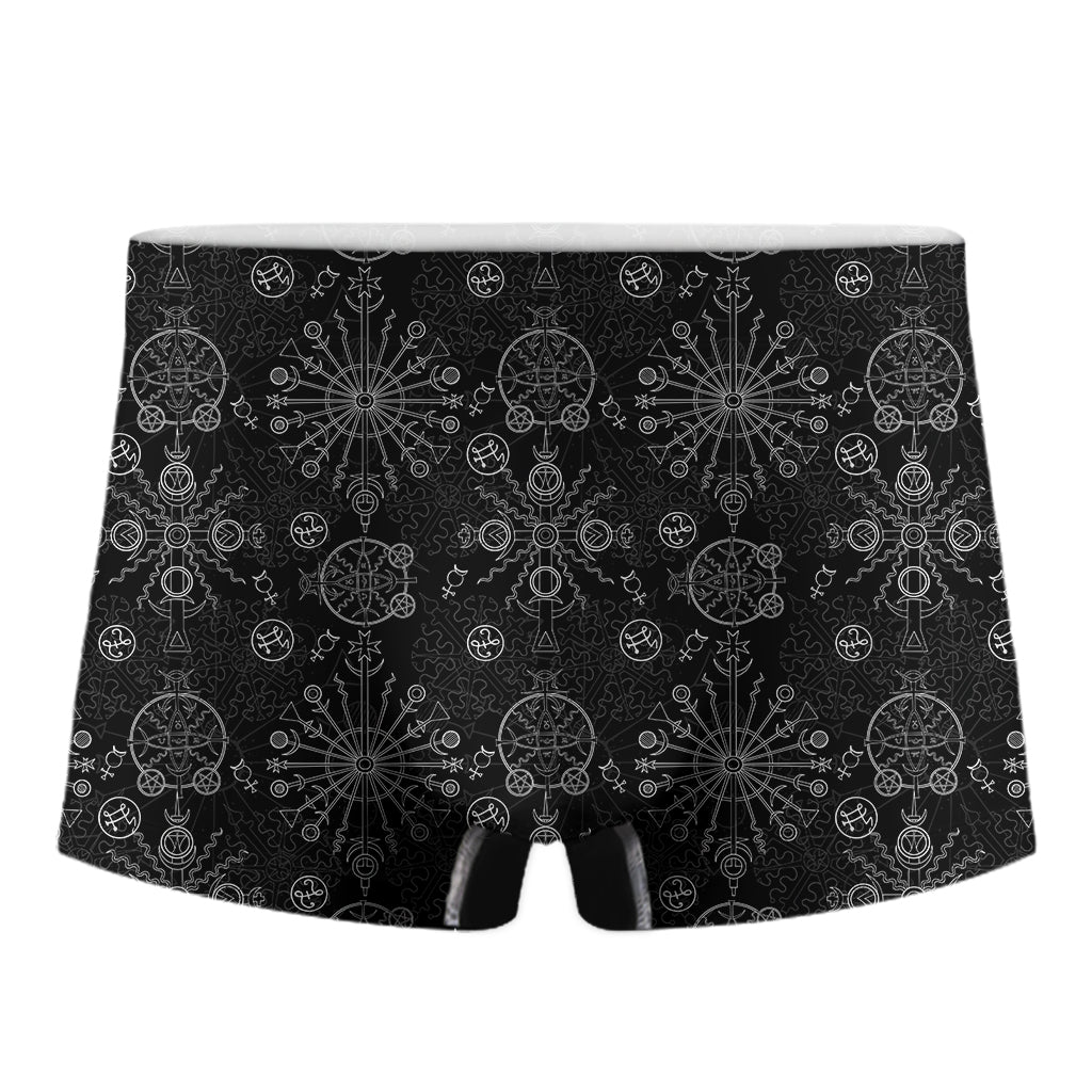 Black And White Wiccan Mystic Print Men's Boxer Briefs