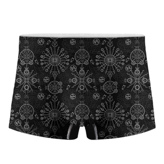 Black And White Wiccan Mystic Print Men's Boxer Briefs