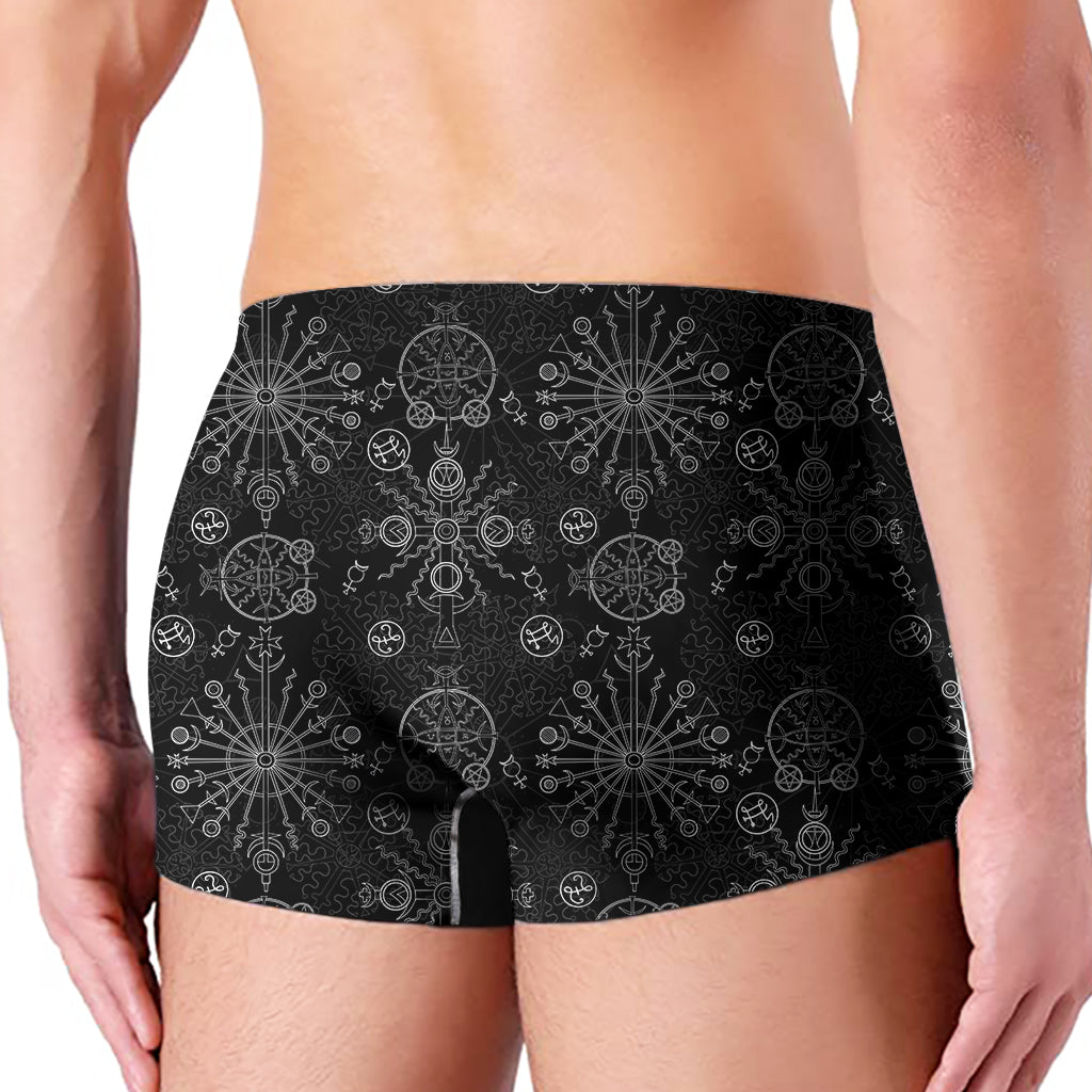 Black And White Wiccan Mystic Print Men's Boxer Briefs