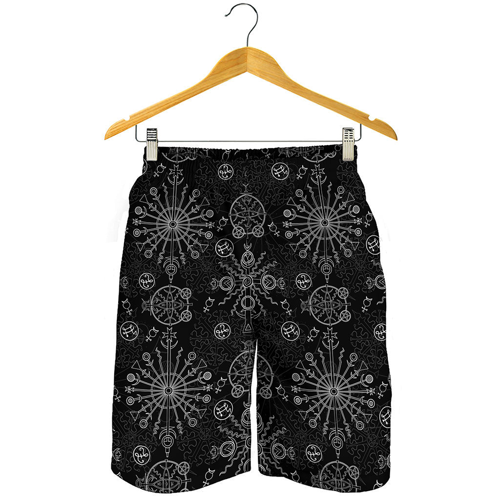 Black And White Wiccan Mystic Print Men's Shorts