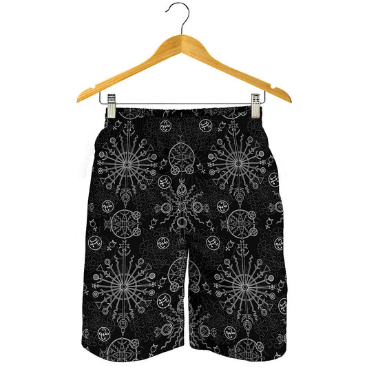 Black And White Wiccan Mystic Print Men's Shorts