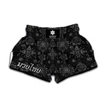 Black And White Wiccan Mystic Print Muay Thai Boxing Shorts