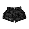 Black And White Wiccan Mystic Print Muay Thai Boxing Shorts