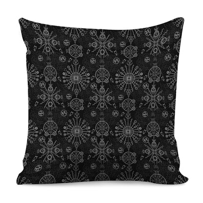 Black And White Wiccan Mystic Print Pillow Cover