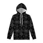 Black And White Wiccan Mystic Print Pullover Hoodie