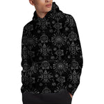 Black And White Wiccan Mystic Print Pullover Hoodie