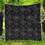 Black And White Wiccan Mystic Print Quilt
