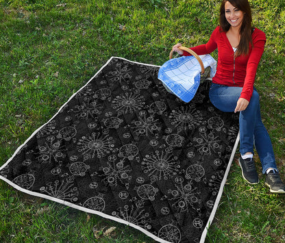 Black And White Wiccan Mystic Print Quilt