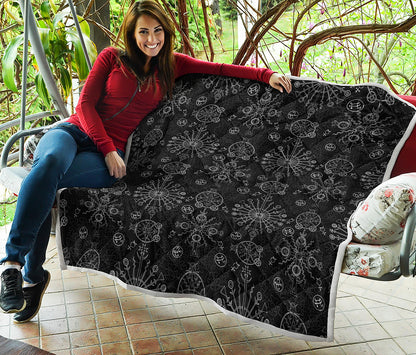 Black And White Wiccan Mystic Print Quilt