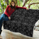 Black And White Wiccan Mystic Print Quilt