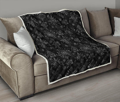 Black And White Wiccan Mystic Print Quilt