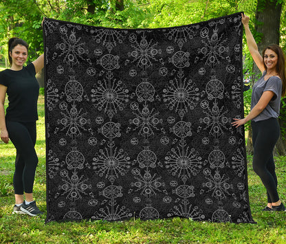 Black And White Wiccan Mystic Print Quilt