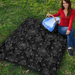 Black And White Wiccan Mystic Print Quilt