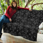 Black And White Wiccan Mystic Print Quilt