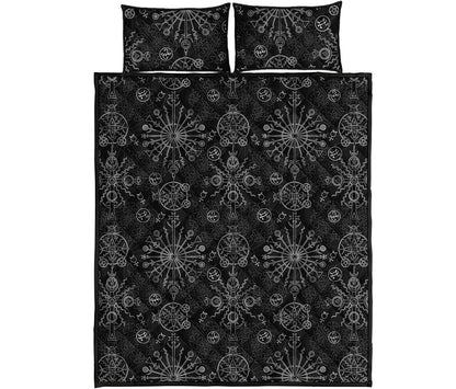 Black And White Wiccan Mystic Print Quilt Bed Set