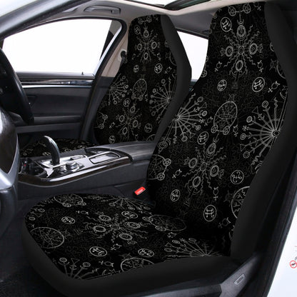 Black And White Wiccan Mystic Print Universal Fit Car Seat Covers