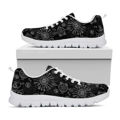 Black And White Wiccan Mystic Print White Sneakers