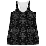 Black And White Wiccan Mystic Print Women's Racerback Tank Top
