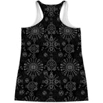 Black And White Wiccan Mystic Print Women's Racerback Tank Top