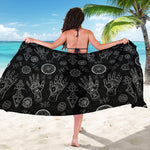 Black And White Wiccan Palmistry Print Beach Sarong Wrap